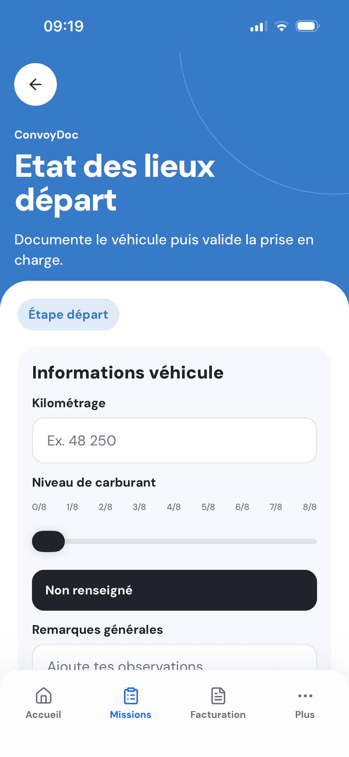 Écran mobile ConvoyDoc prêt pour une nouvelle mission